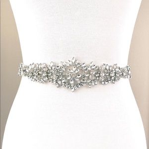 Rhinestone Wedding Belt With White Ribbon